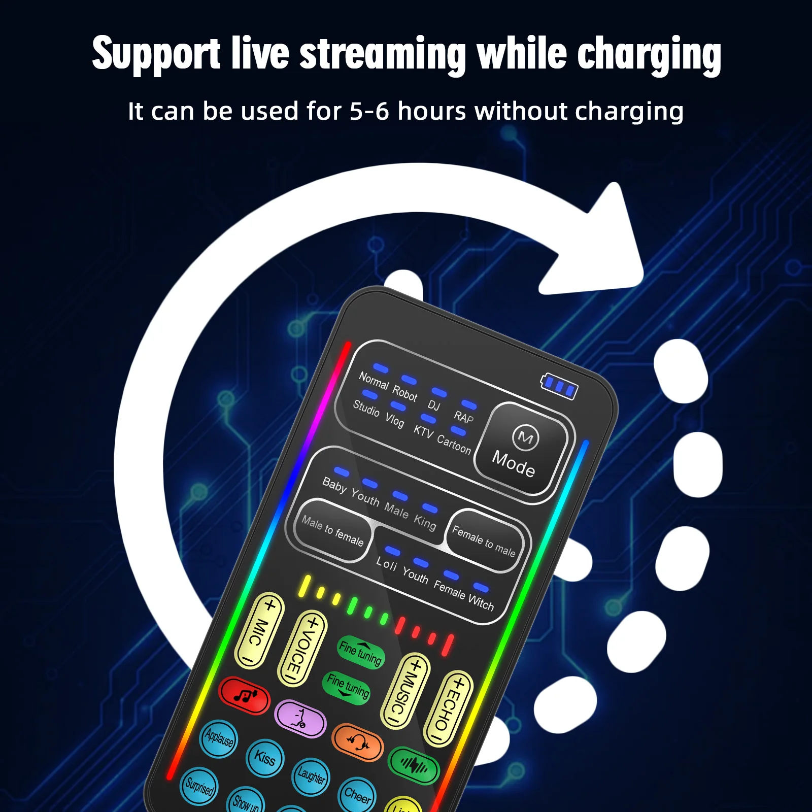 

Набор для изменения голоса I9: мини-звуковая карта, портативный комплект для записи голоса + микрофон + наушники, звуковая карта, микрофон, инструмент для записи.