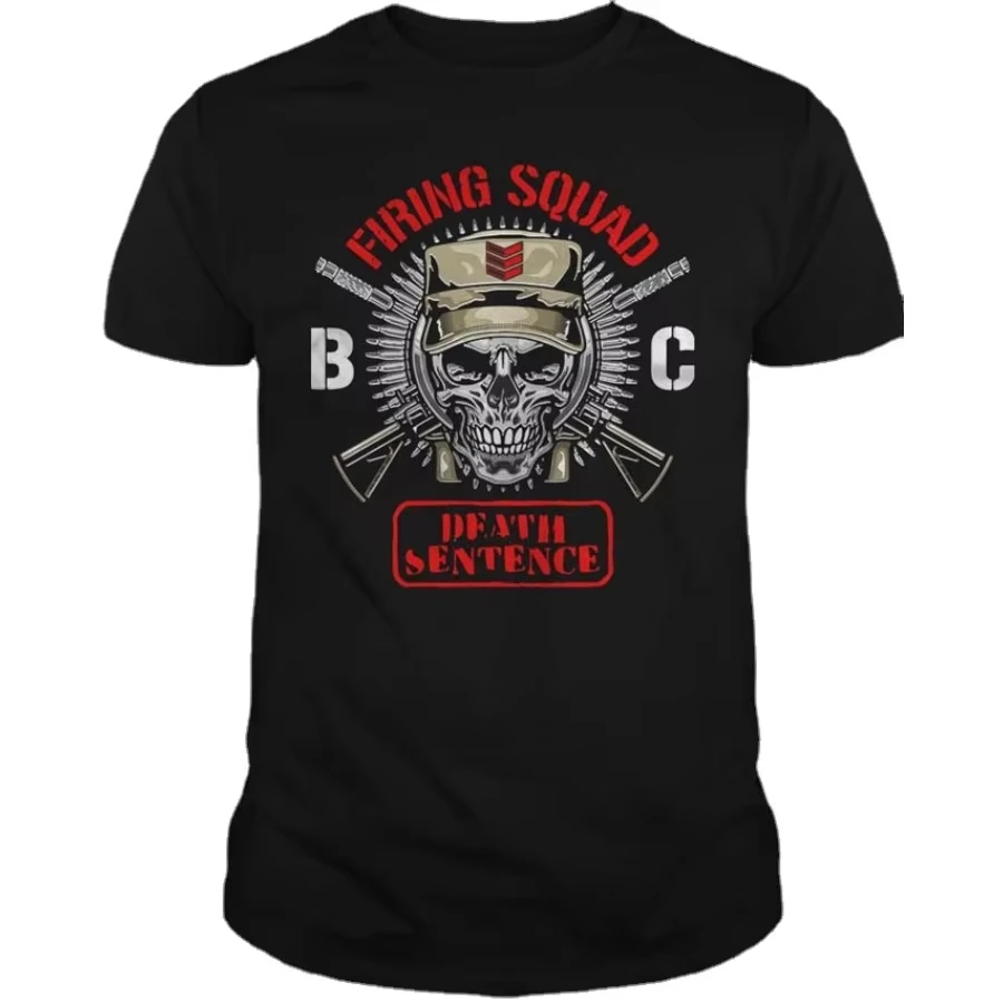 

Модная футболка BC Firing Squad Skull Soldier Death Sentence 2025. Летняя хлопковая мужская футболка с коротким рукавом и круглым вырезом, новая