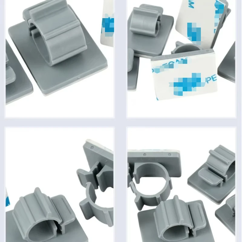 TS Gray Nylon Adhesive Fixing Seat Cable Organizer Clips Wire Manager USB Charging Data Line Bobbin Winder Cable Management