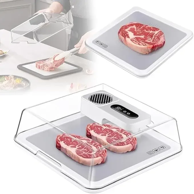 Frozen Meat Thawing Tray, 4.2L Electric Thawing Board, Defrosting Board with Smart Timing, 2000mah Battery, LCD Panel, Fast Thaw