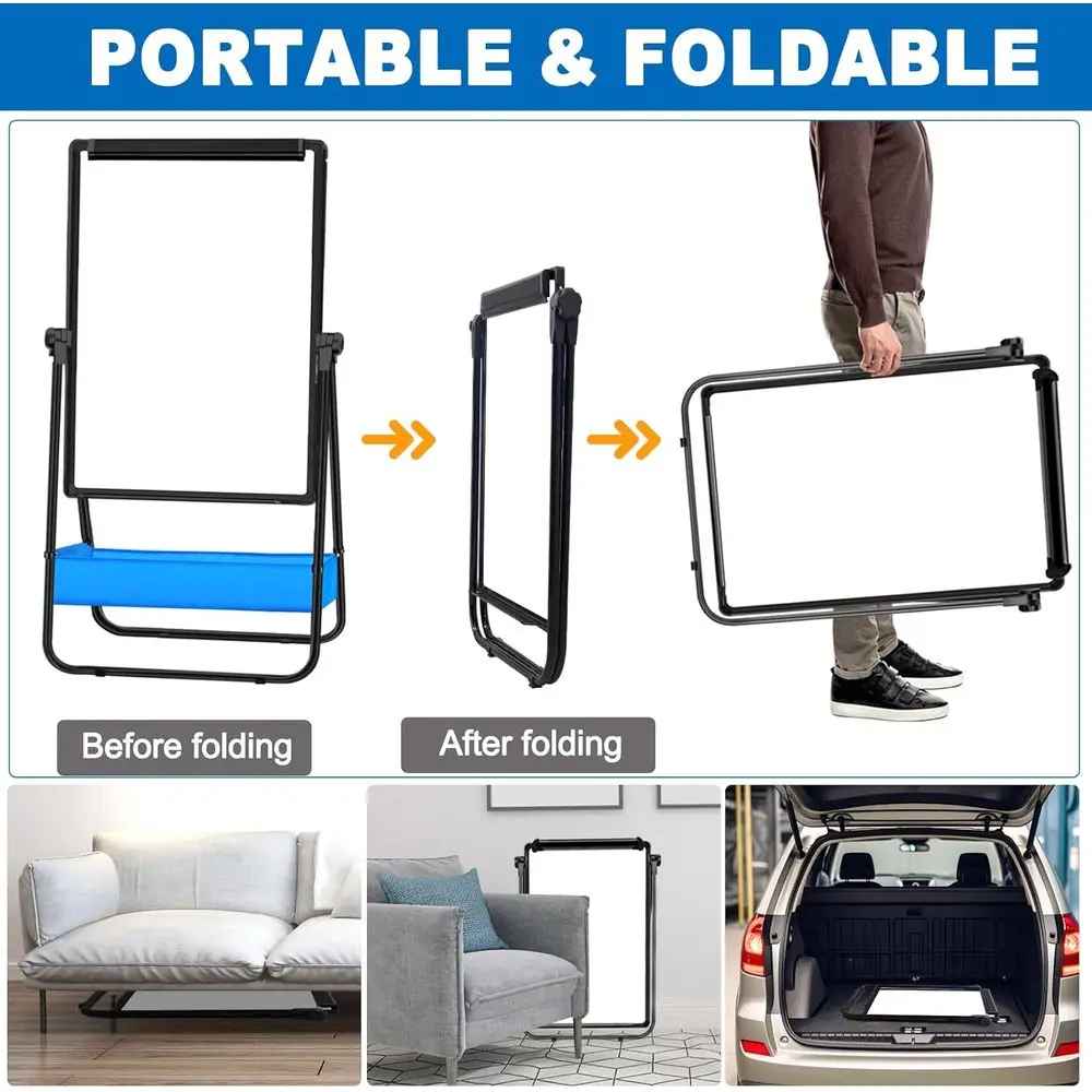 سبورة بيضاء مغناطيسية على شكل حرف U على الوجهين، 28 × 20، ارتفاع قابل للتعديل و360 درجة ° دوار، محمول للمنزل والمكتب والفصول الدراسية لنا #6