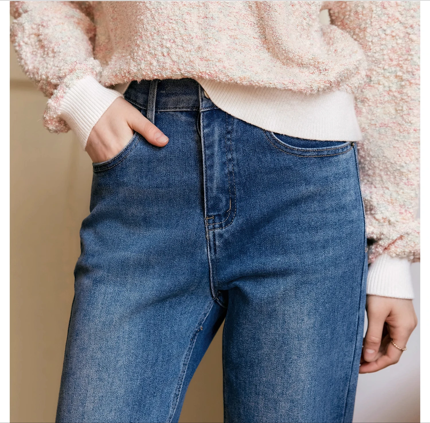 OLrain Cotton Straight Jeans Women 2025 Spring Summer Solid High-waist Female Streetwear Pencil Full-length Pants N56QA92961