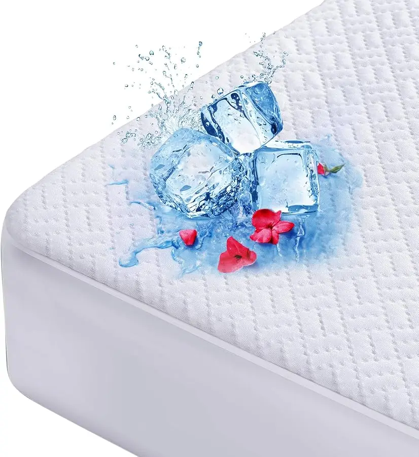 

Cooling Waterproof Mattress Protector Queen Size, Mattress Co er 3D Air Fabric Mattress Pad Co er Smooth Soft Breathable Noisele