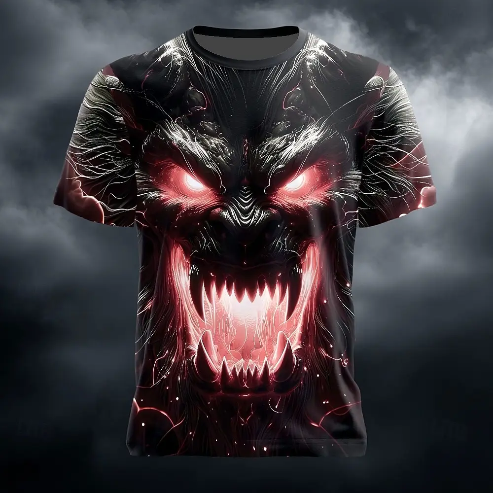 Halloween Men's Skull Optical Illusion 3D T Shirt Short Sleeve T shirt 3D Print Crew Neck Shirt Exaggerated Designer Horror