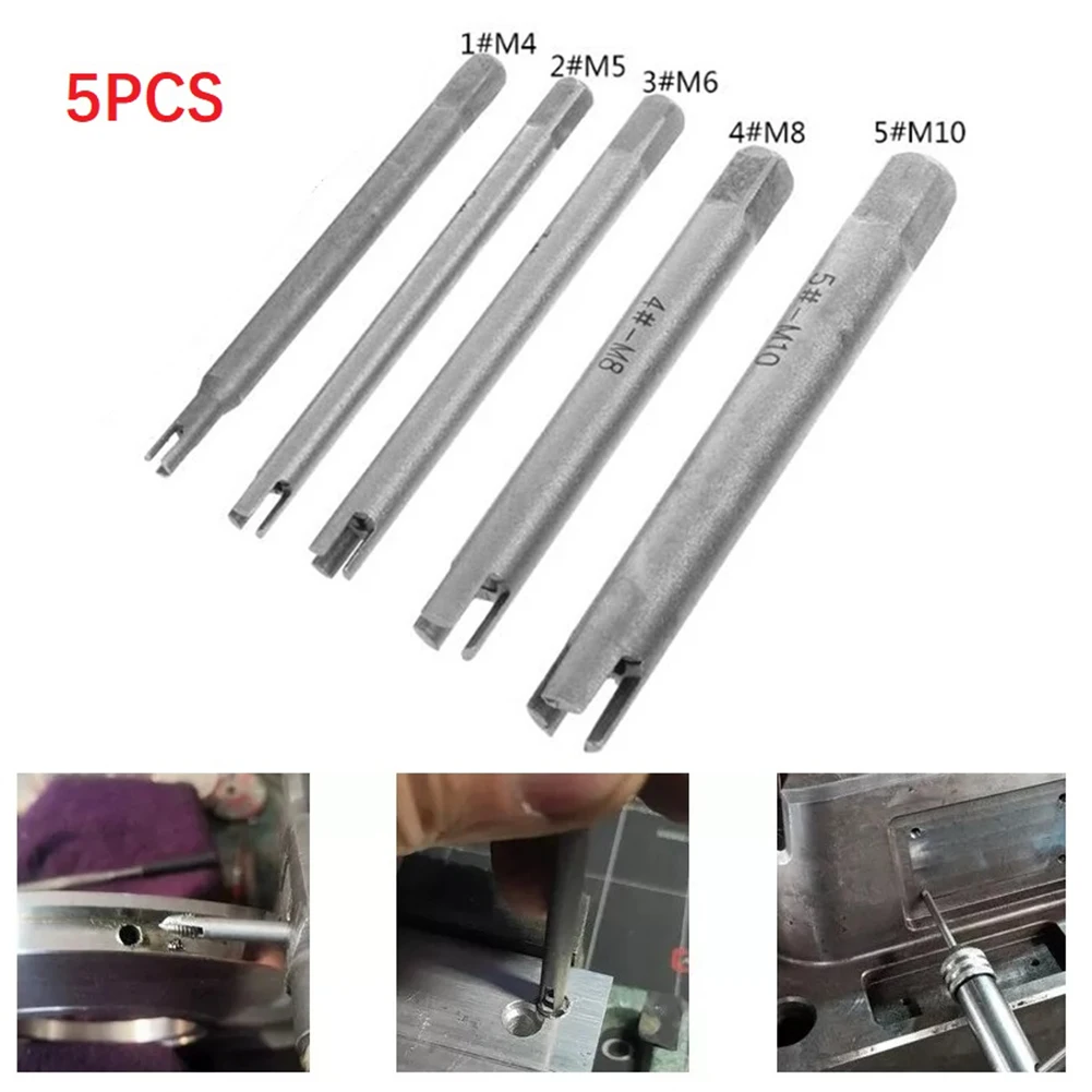5pcs Steel Broken Tap Extractor M4 M5 M6 M8 M10 – Removes Broken Head Taps, Easy Wire Screw Remover Tool Set