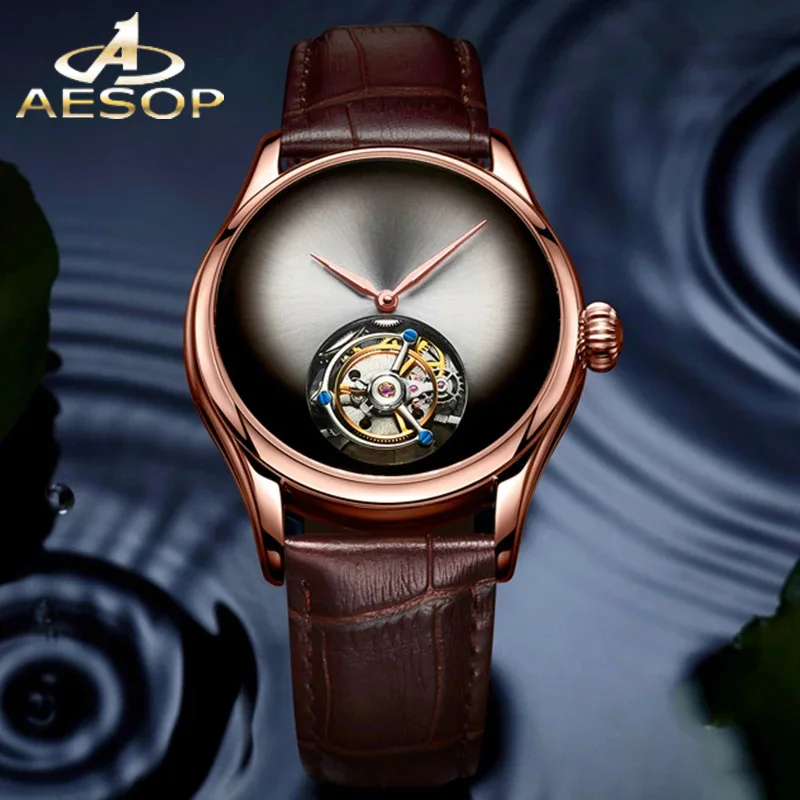 

AESOP Flying Tourbillon Skeleton Watch For Men Mechanical Waterproof Mens Watches Top Brand Luxury Movement 316L Stainless Steel