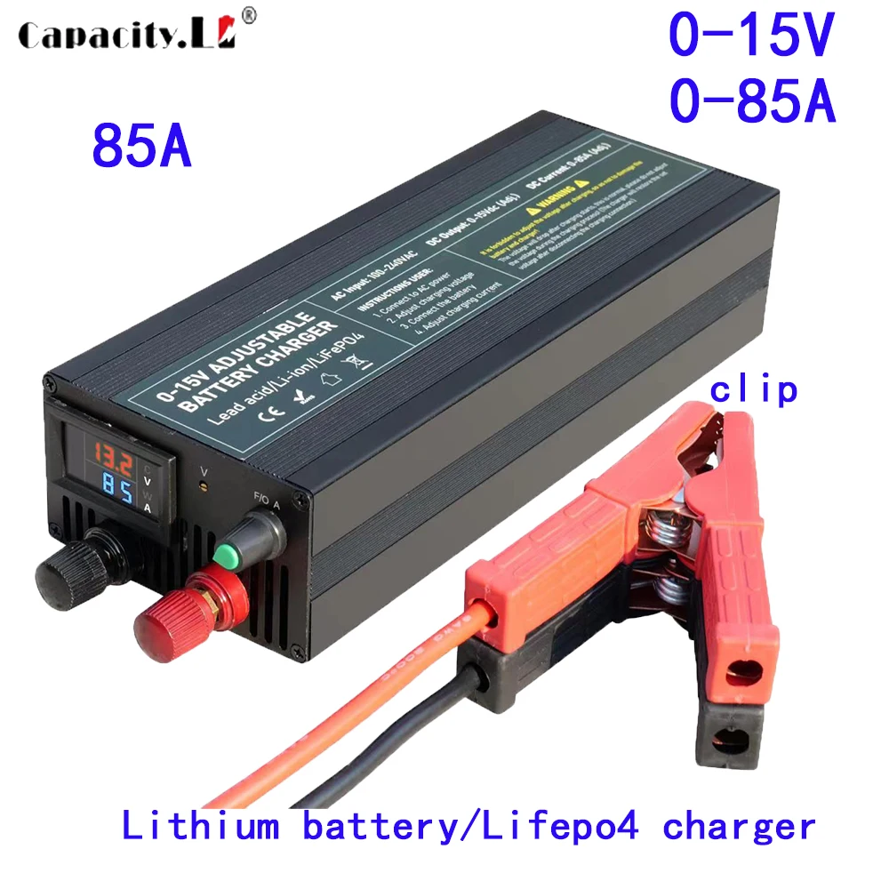 

Capacity Li Lifepo4 charger 12V 60A 85A lithium battery charger 50A100A adjustable voltage and current battery adapter RV power