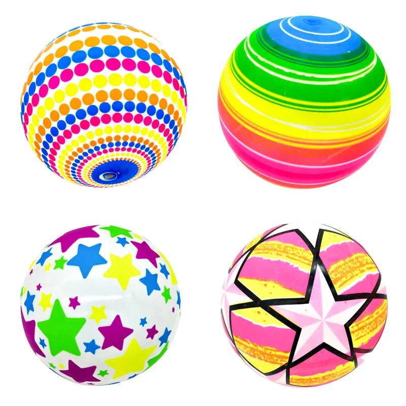 9In Rainbow Ball Indoor and Outdoor Racket Ball Inflatable Leather Ball Flower Colored Ball Squirt Toy Water Amusement Balls Fun