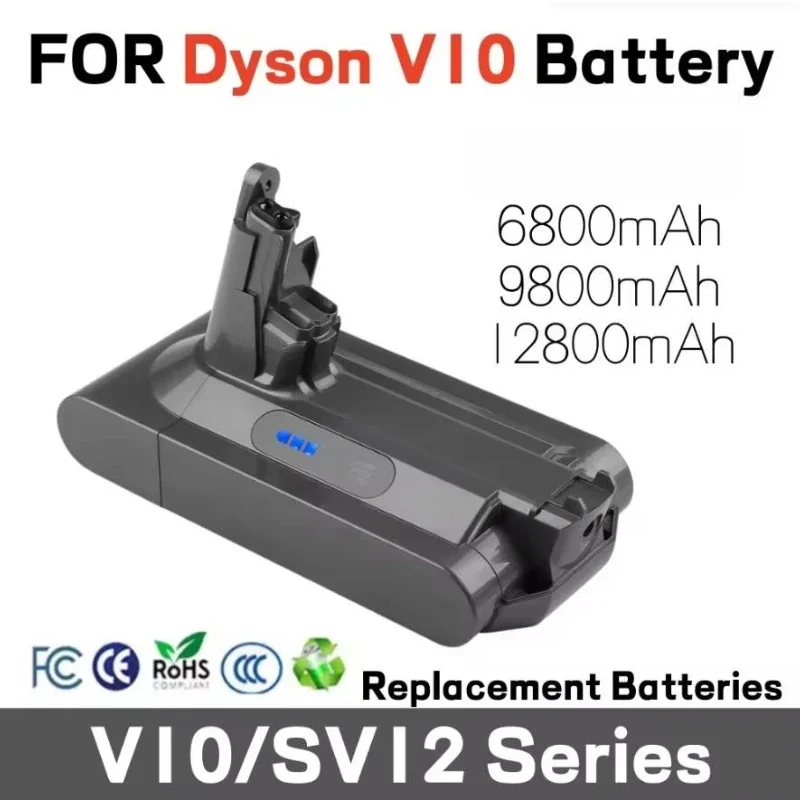 2026 New Improved 100% Lithium Replacement Battery, 25.2V, 12800mAh, Used for Dyson Cyclone V10 Absolute SV12 V10 Vacuum Cleaner