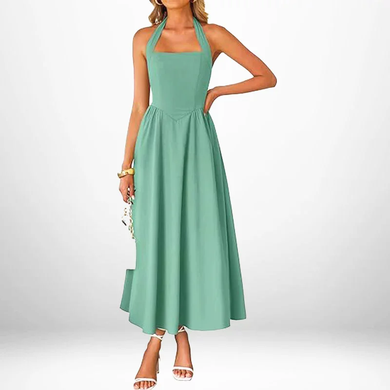 

Женское свободное праздничное платье с оборками и открытой спиной, без рукавов, с лямкой на шее, без рукавов, большое, большое, летнее, для пляжной вечеринки, элегантные платья макси