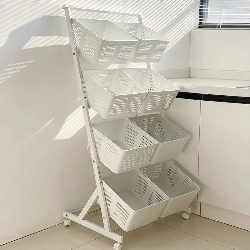 

Bedroom Shelves Multi-layer Vegetable Basket Living Room Household Trolley Snack Storage Fruit and Vegetable Racks Kitchen Item