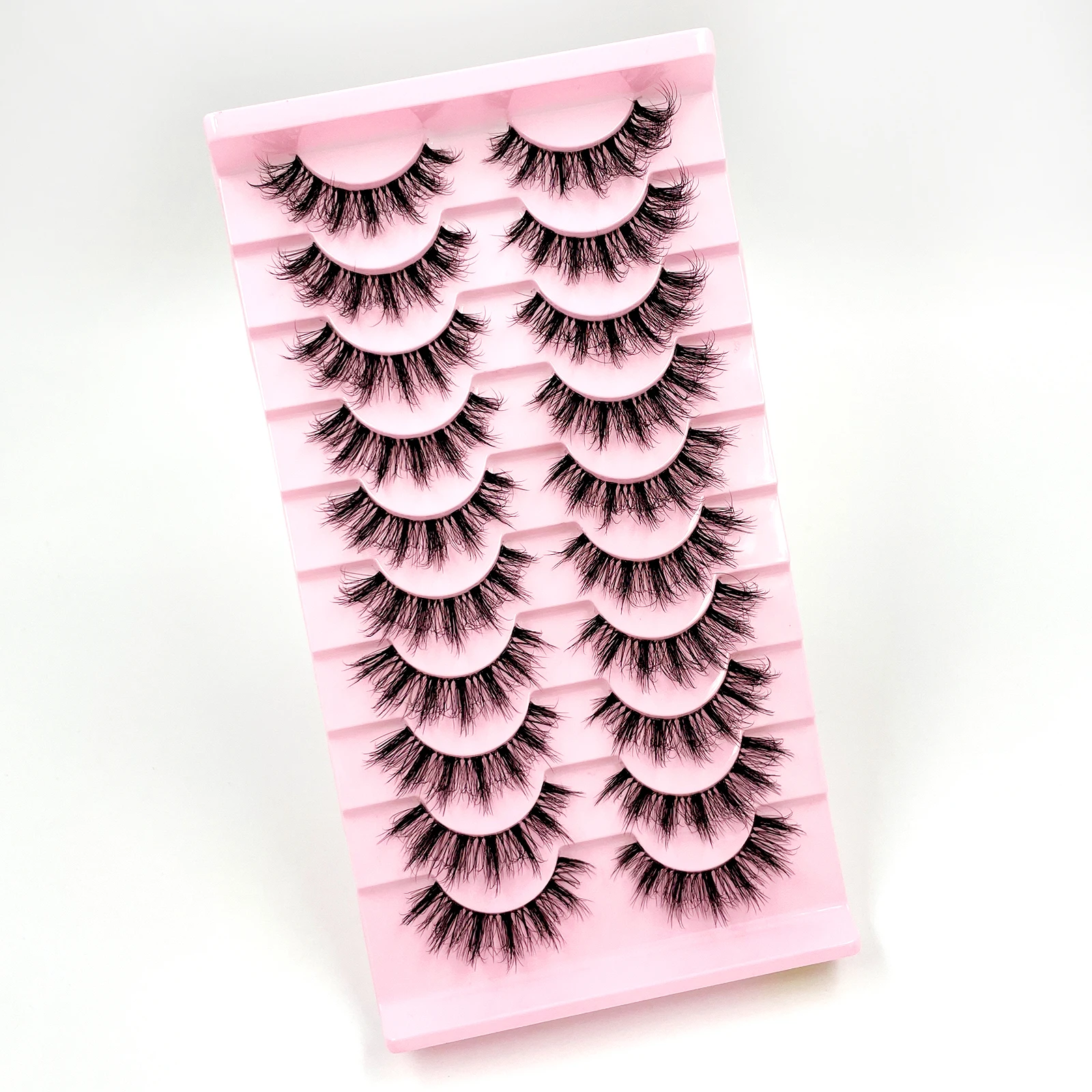 10 Pairs T3-12 Fluffy Strip False Eyelashes 8-15mm Layered Natural Volume Fake Lashes Reusable Eye Lashes Makeup