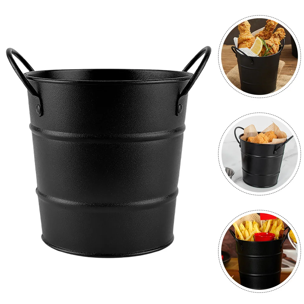 

Iron Fries Bucket Small Metal Storage Container Dual Handle For Snacks Candies Desserts Coffee Shop Restaurant Party Favor