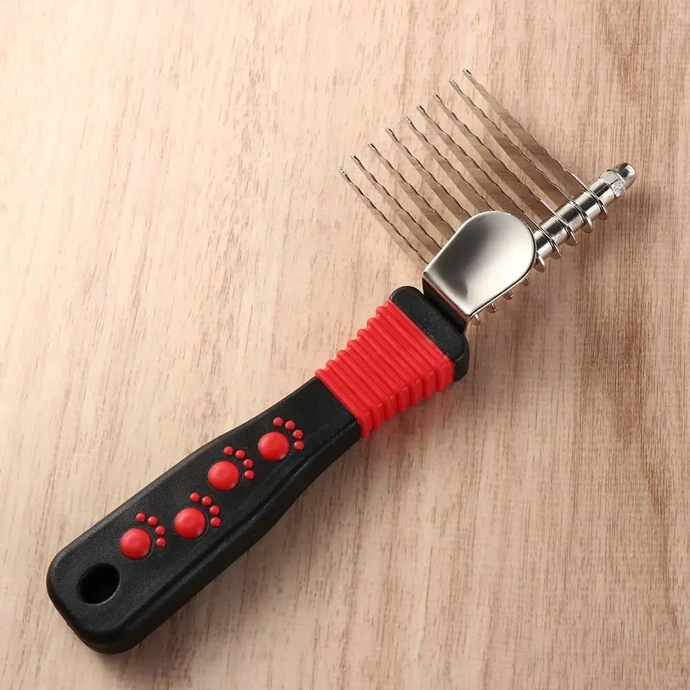 Non-slip Handle Pet Dematting Fur Rake Manual Stainless Steel Pet Knot Comb Professional Dog Grooming Brush Home