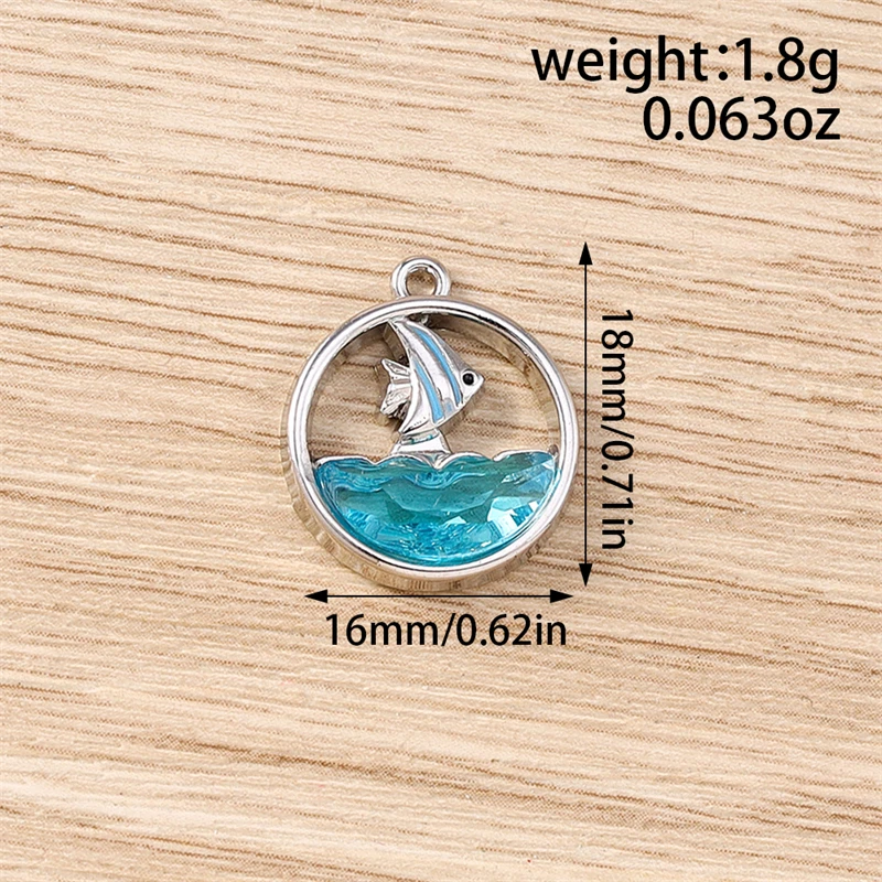 5 Stück 16 x 18 mm niedliche blaue Meeres-Ozean-Fisch-Charms-Anhänger für Schmuckherstellung, Halsketten, Ohrringe, Armbänder, Zubehör, DY-Handwerk, Geschenk – Detail 1