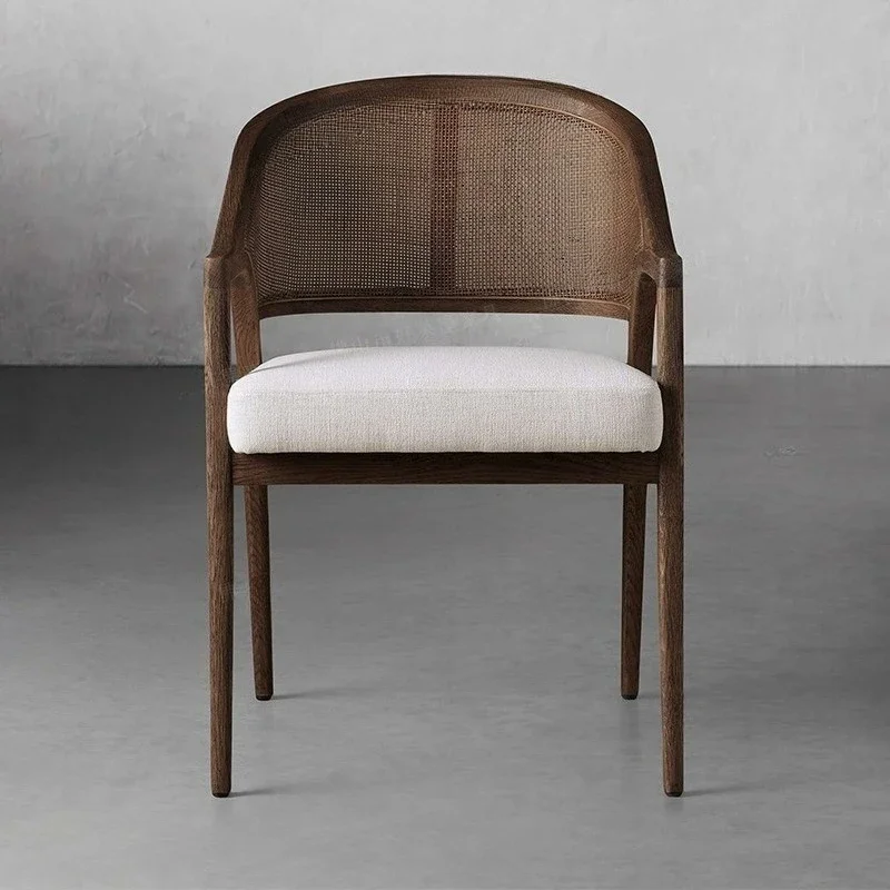 Solid wood rattan dining chair, B & B hotel chair, furniture cafe, western restaurant