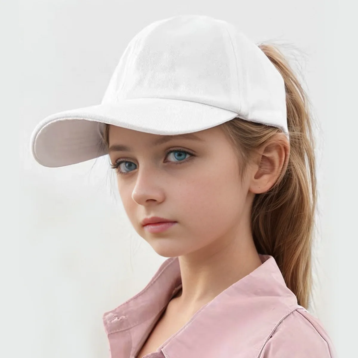 Kids Baseball cap Girl can tie high ponytail sun hat Sun protection empty cap in spring and summer Children's plain hats