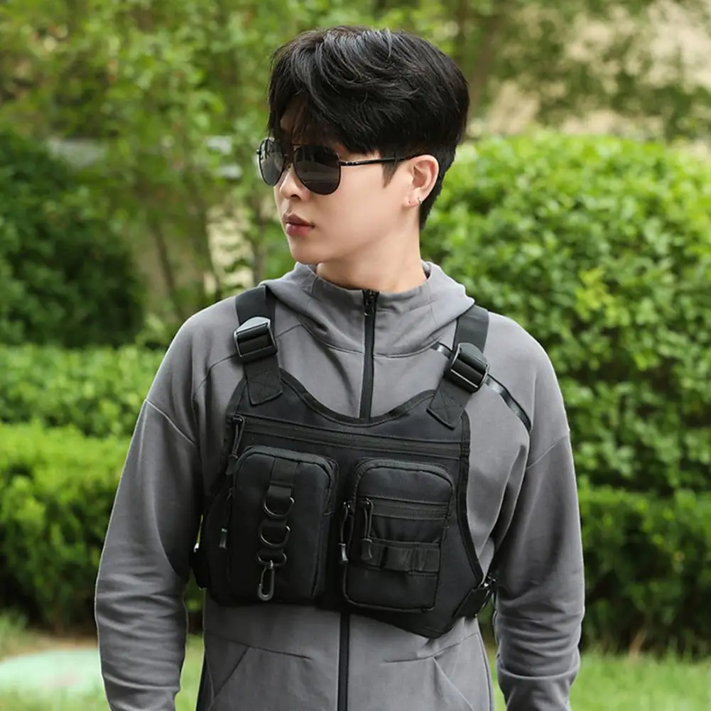 Outdoor Sports Chest Bag for Men Front Running Vest Bag with Multiple Compartments Travel Chest Pack for Workout Cycling Hiking