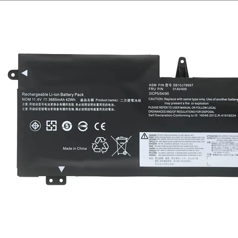 CP Laptop Battery 01AV437 01AV401 ​01AV400 ​01AV435 01AV436 11.4V/42WH For ThinkPad S2 13 Chromebook Series