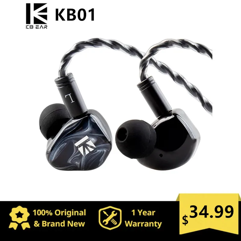 KBEAR KB01 Headphones 10MM Beryllium Diaphragm Dynamic Drivers Earphone Noise Cancelling Earbuds Sport In-ear Headset Monitor KZ