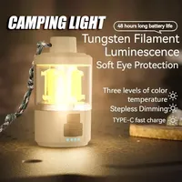 Multifunctional Portable Warm Camping Lights Strong LED Lantern Rechargeable Outdoor Emergency Fishing Tent Tungsten Lamp