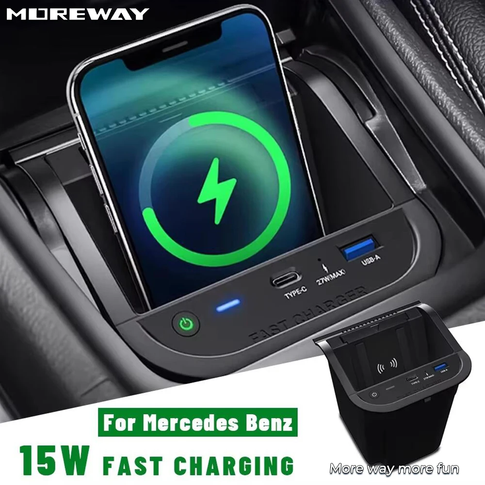 

Moreway wireless charger For Mercedes Benz CLA 200 2015 GLA A Class W176 X156 phone holder charging Fast charge Car interior