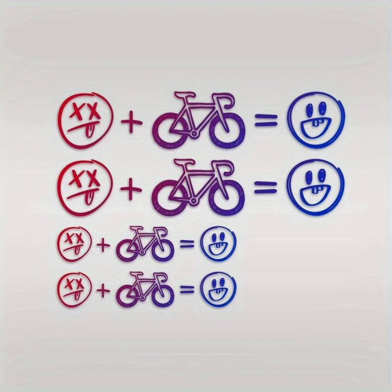 4 Stück/Blatt Happy Face Fahrradaufkleber – Rennrad-Dekoration, universell für Motorrad und Auto, Weihnachtsgeschenke