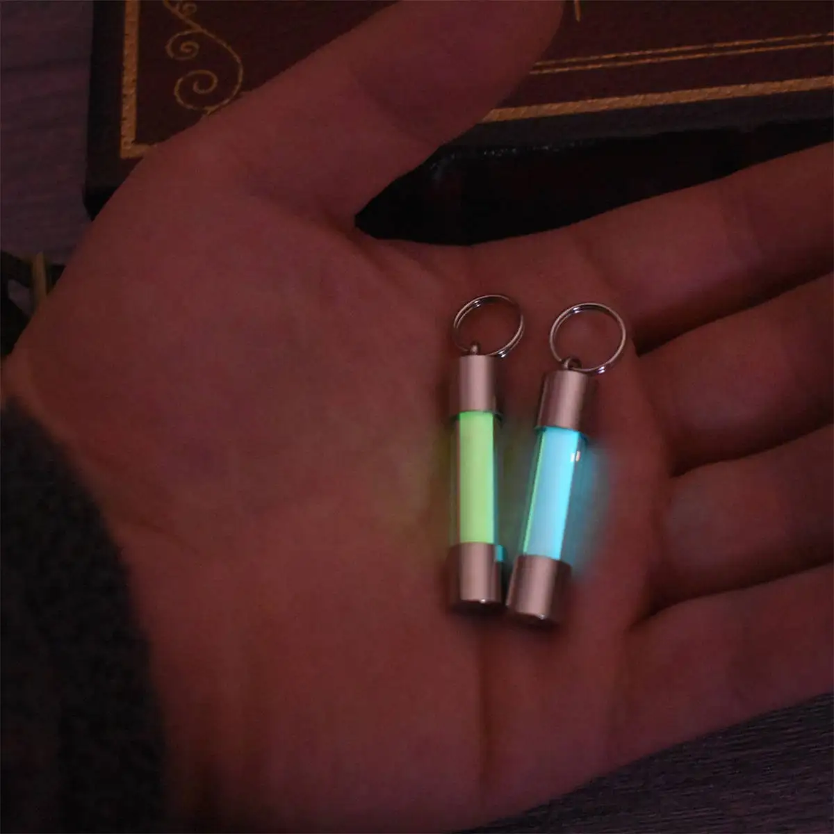 Nightlight Tube Pendant Edc Keychain Non Tritium Tube Minimalist Luminous Pendant Stainless Steel Glass Eternal Light
