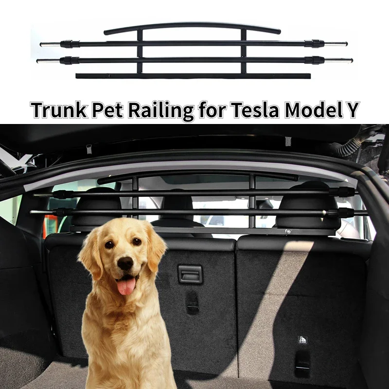 Trunk Pet Railing for Tesla Model Y 2021-2024 Dog Cat Car Barrier Trunk on-board Pet Railing Rear Seat Pet Fence Car Accessories