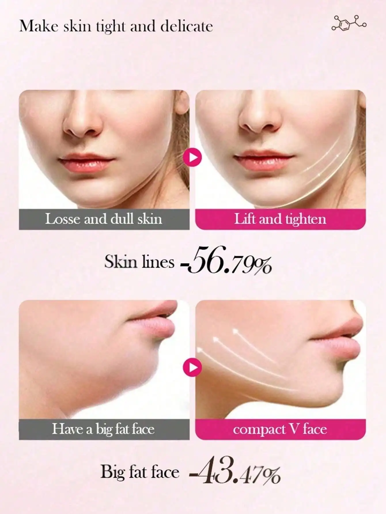 1/3/5pcs V-Shaped Face Mask Chin Lifting Patch Ear Hook Face Mask, Double V Ear Hook V-Line Face Mask, V-Line Lifting Face Mask - view 2