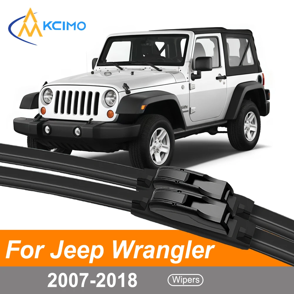 

Complete Front Set Windshield Wiper Blades For Jeep Wrangler JK 2007-2018 Direct Fit All-Season Wipers Easy Clip Installation
