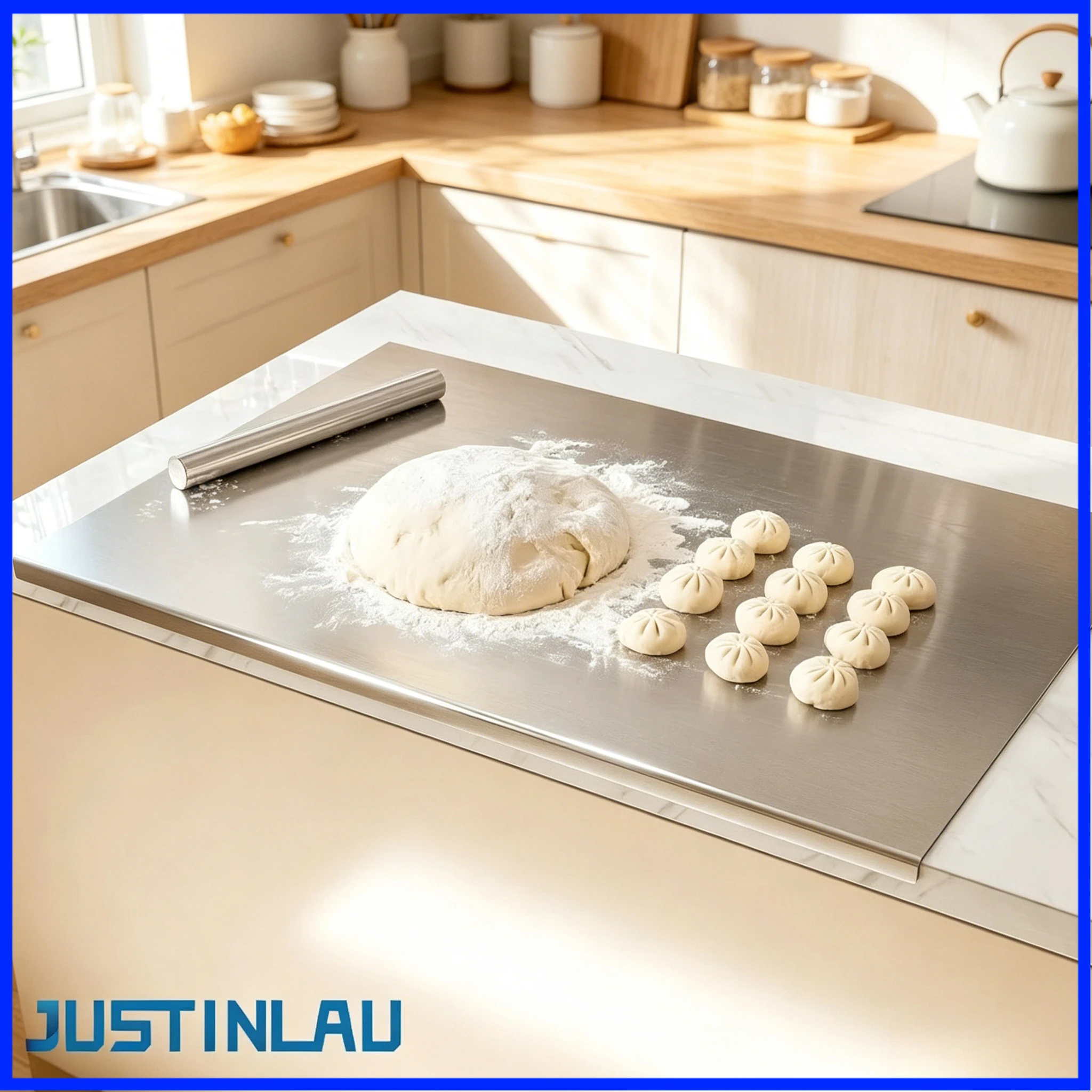 JUSTINLAU Single Folded Cutting Board Stainless Steel Multi Functional Kneading Panel Non-sliping Cutting Board Chopping Board