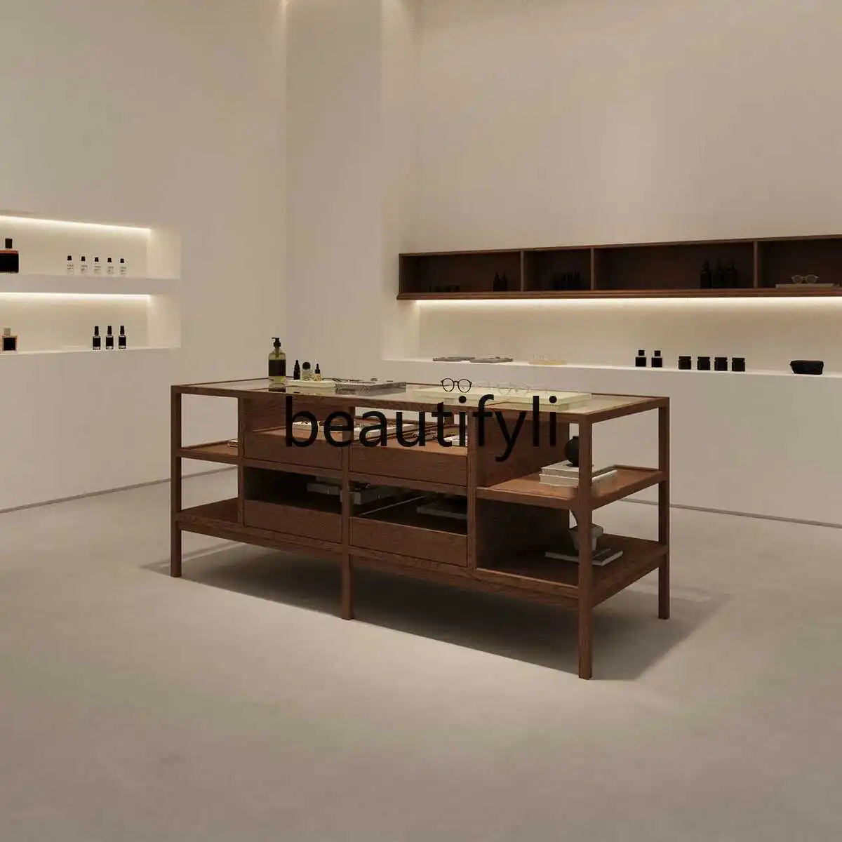 

Clothing Store Island Display Cabinet Shoe Bag Boutique Display Rack Side Display Cabinet