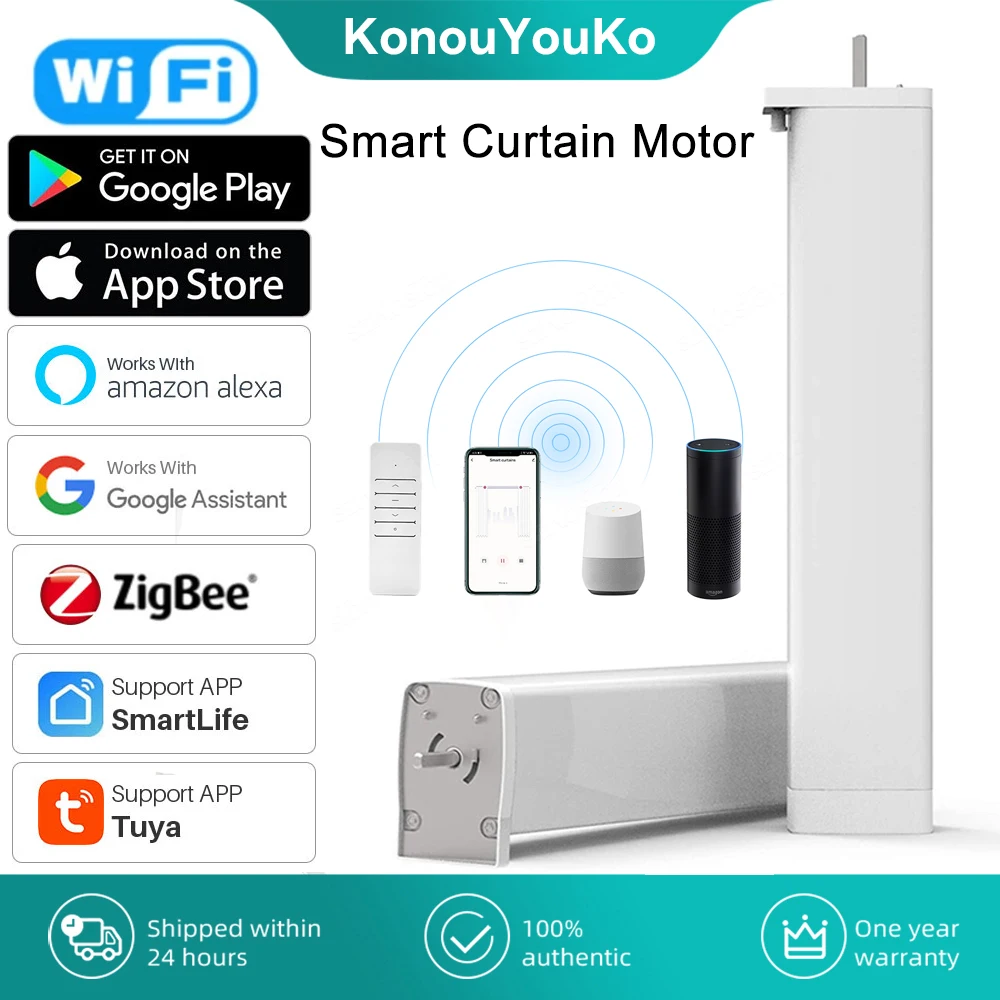 

Tuya Zigbee Wifi Smart Electric Curtain Motor Smart Blinds Wireless Smart Life Remote Control Compatible for Alexa Google Home