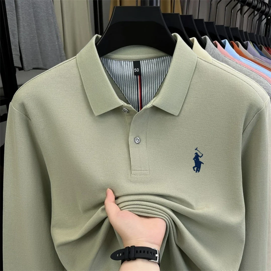 100 % reine Baumwolle, hochwertige Marke, Herren-Polohemd mit langen Ärmeln, Herbst-/Winterkollektion, modisches, luxuriöses Golfoberteil mit Stickerei, lässiges T-Shirt. – Detail 21