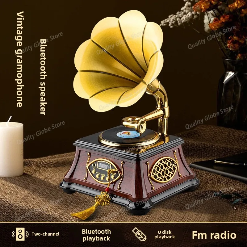 

Vintage Gramophone European Living Room Old Nostalgic Record Play Decoration Vinyl Creative Stereo Bluetooth Sound Box