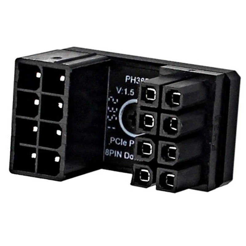 2X Graphics Card Power Supply Adapter Elbow 180°, GPU PSU Steering Connector PCI-E 8Pin Rotating Wiring Artifact PH38B+-Y47A