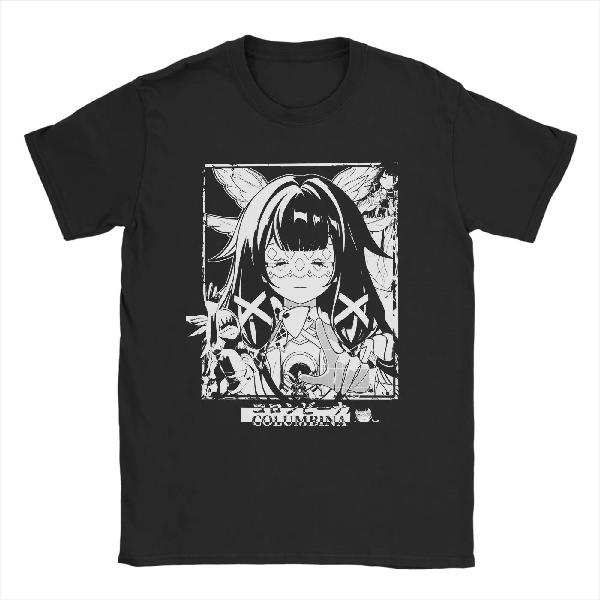 Moonlight Melody Columbina Genshin Impact T Shirts for Men Cotton Funny T-Shirt Round Collar  Tees Short Sleeve Tops New Arrival