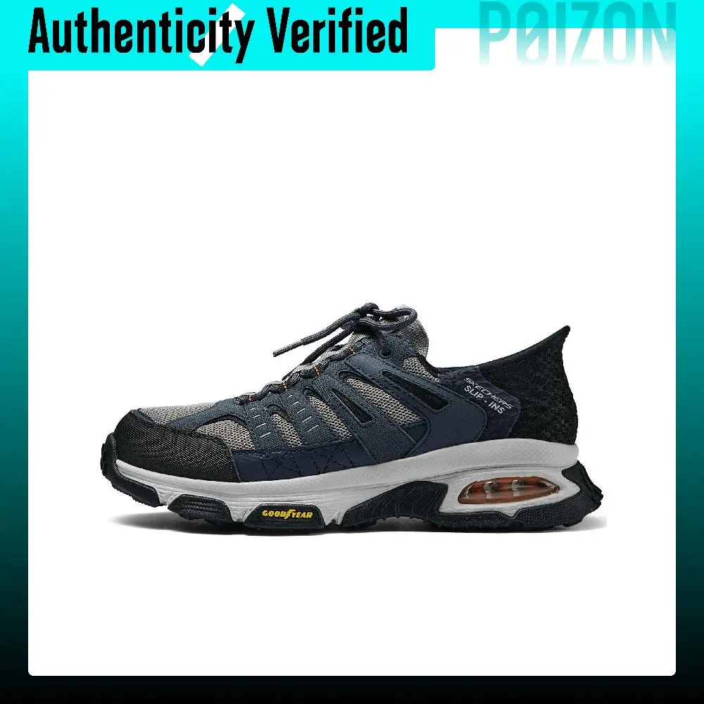 Skechers Fabric Breathable Lightweight Breathable And Lightweight Low top Trail Running Shoes Men's Black Blue 237322C-NVGY