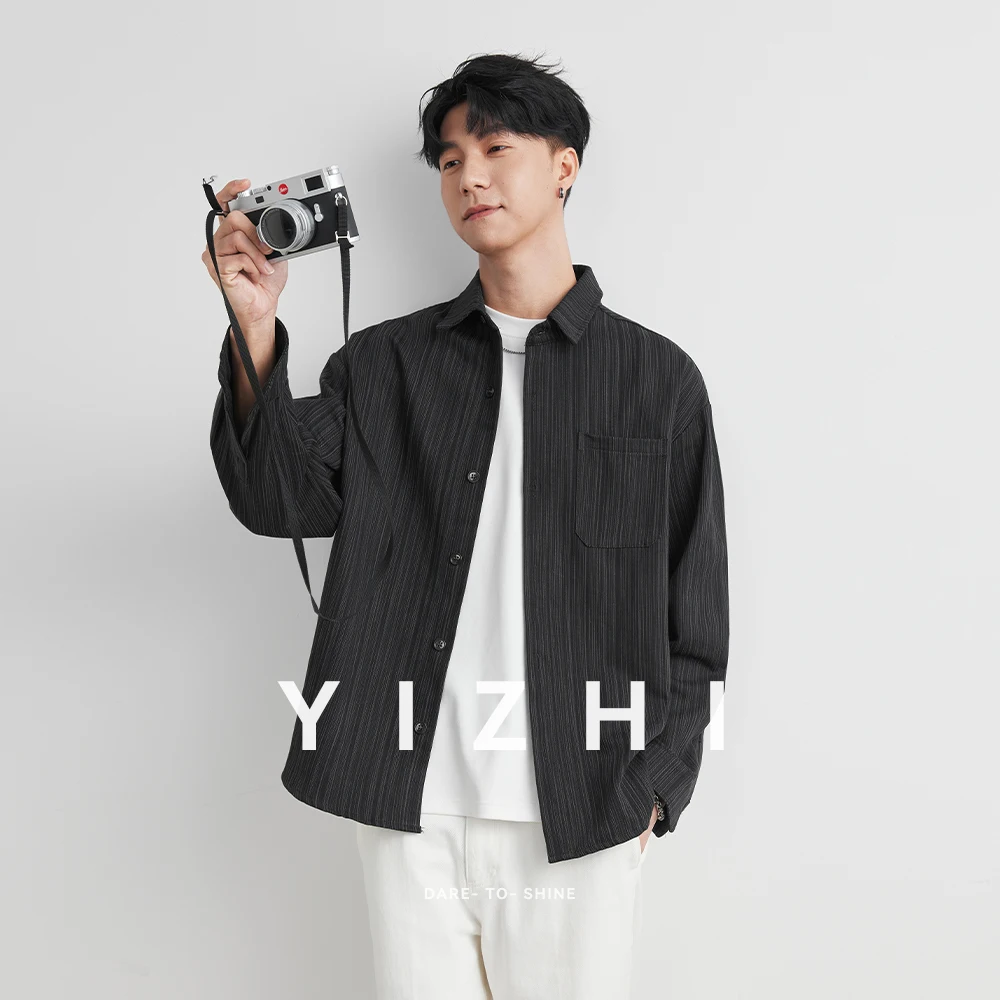 

Loose Long Sleeve Casual Shirt for Men Autumn Trendy Versatile Street Style Hong Kong Wind INS Male Fashion Outerwear