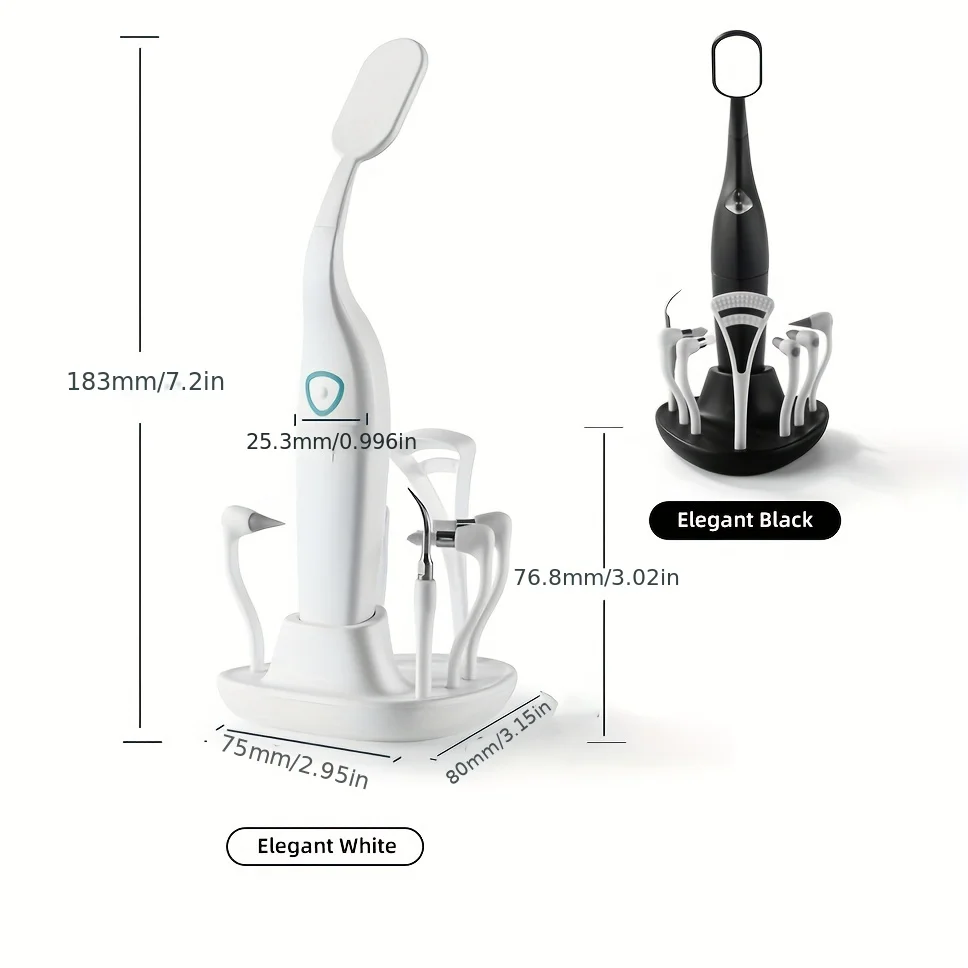Limpiador Dental con vibración 8 en 1, equipado con Base de almacenamiento, luces LED de alto brillo, endoscopio, portátil y