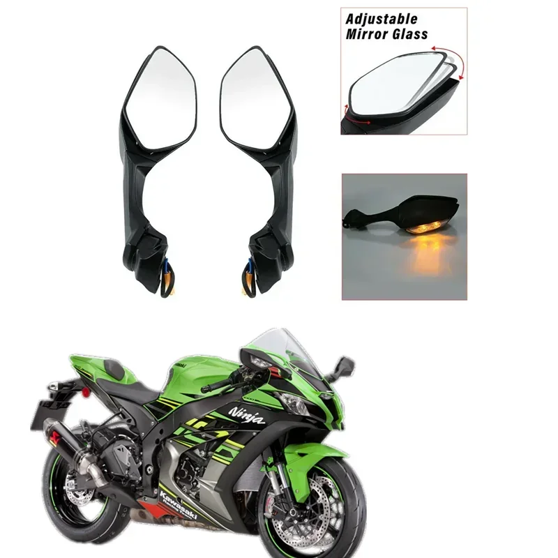 

For Kawasaki Ninja ZX-10R ZX 10R 2016-2023 2017 2018 2019 Motorbike Parts Rearview Mirrors Turn Signals