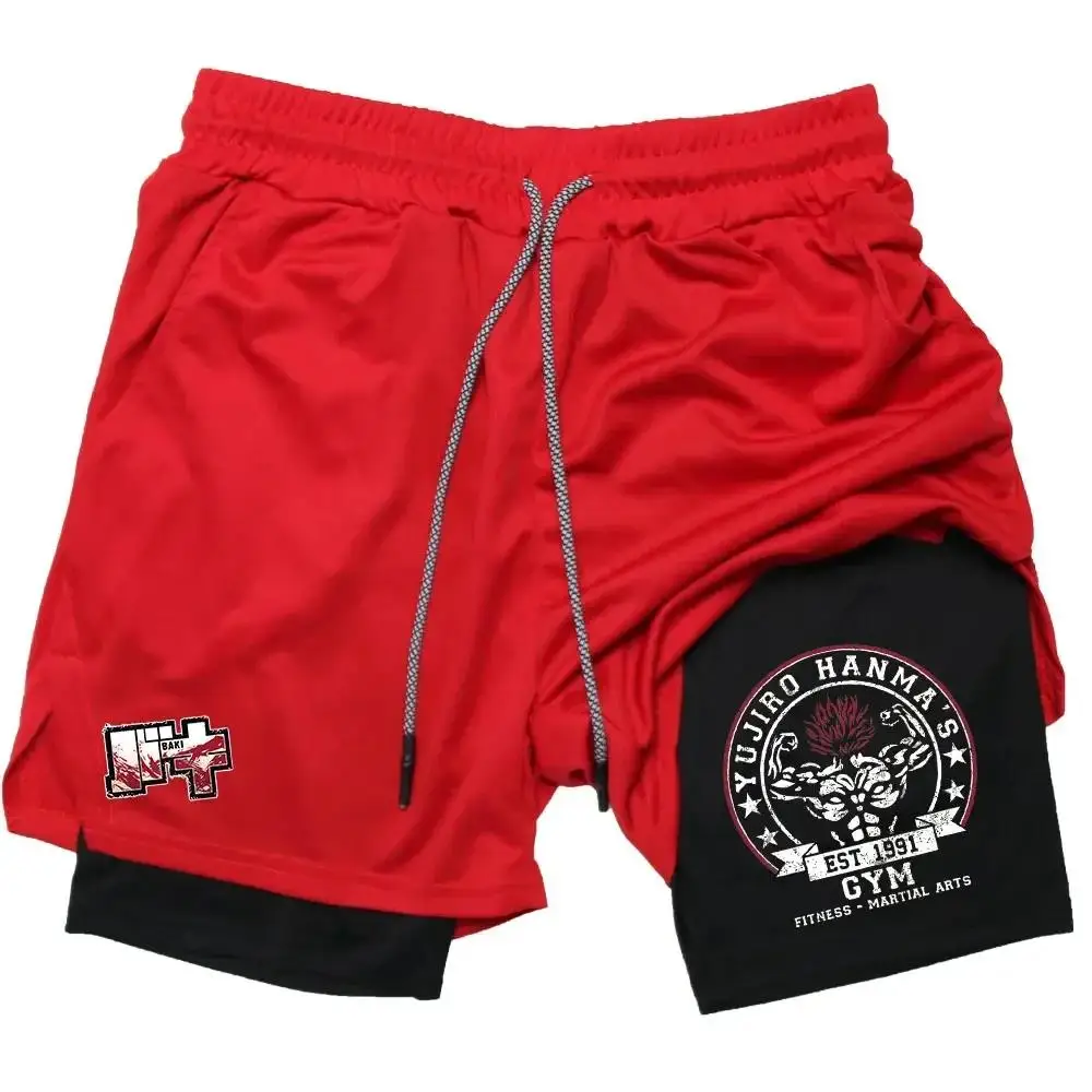 

Short Pants GymWorkout Fitness Running Man Anime 2 In 1 Sports Shorts Gym Performance Athletic Compression Sportwear