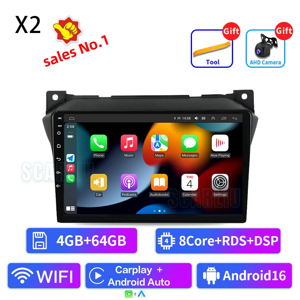 Android 16 4G + 32G Voor Suzuki Alto 2009 2010 2011 2012 2013 2014 2015 2016 Multimedia Stereo auto Dvd-speler Navigatie GPS Radio