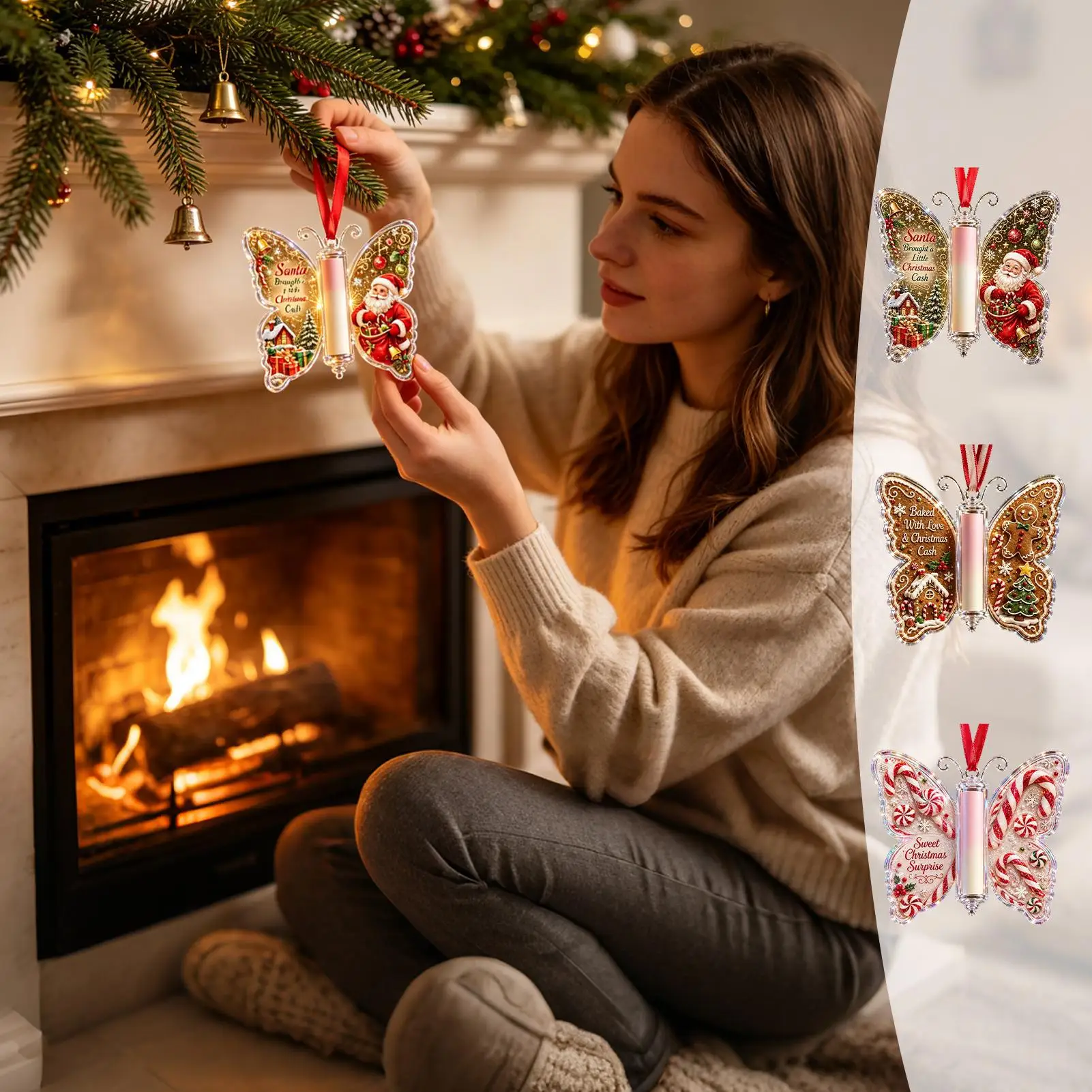 Fun Money Holders For Christmas Acrylic Butterfly Shape Holiday Tree Ornaments Christmas Money Cards For Kids Boys Girls Sons