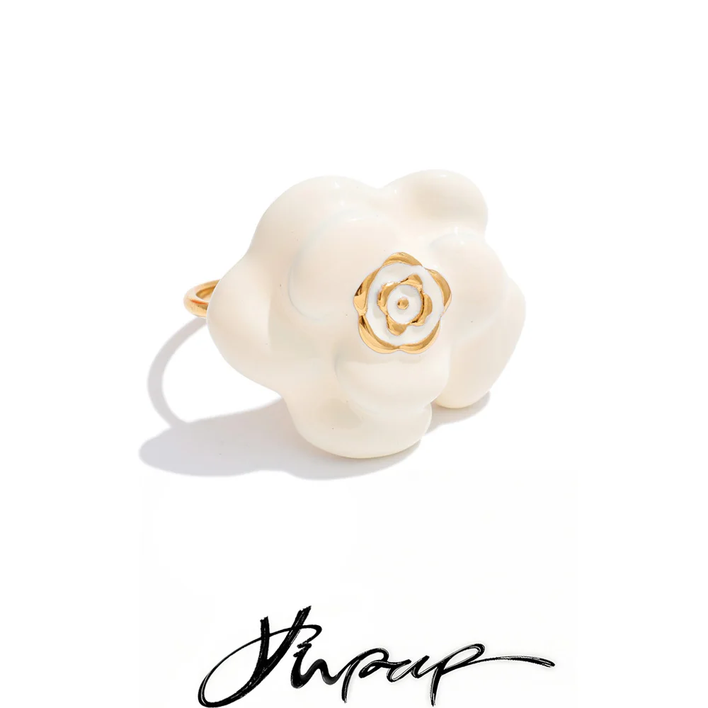 

Yhpup Adjustable White Orange Enamel Flower Ring High Quality Stainless Steel Hot Style Modern Fashion Women Jewelry Bijoux 2026