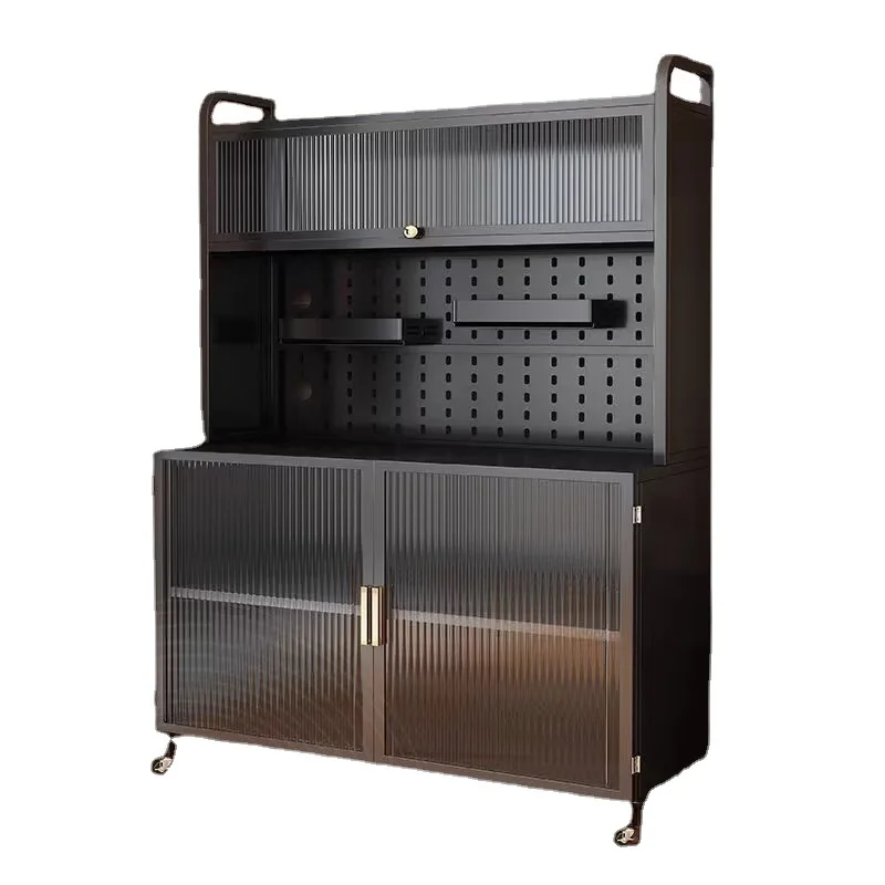 Multi-Layer Metal Kitchen Storage Rack Floor-standing Organizer Cabinet Microwave Oven Storage Functional Cupboard Sideboard