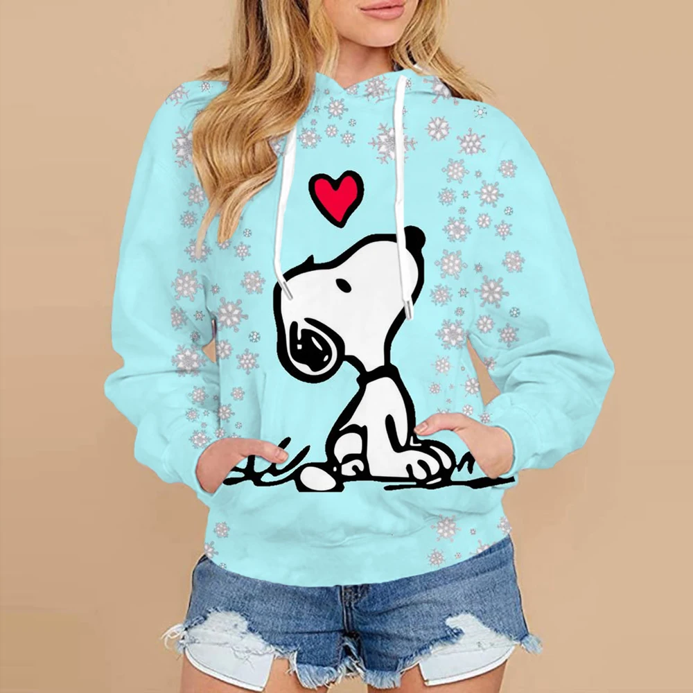 Snoopy Cute Kitty Autumn/Winter Women\'s Printed Sweater Fashion Casual Hooded Sweater