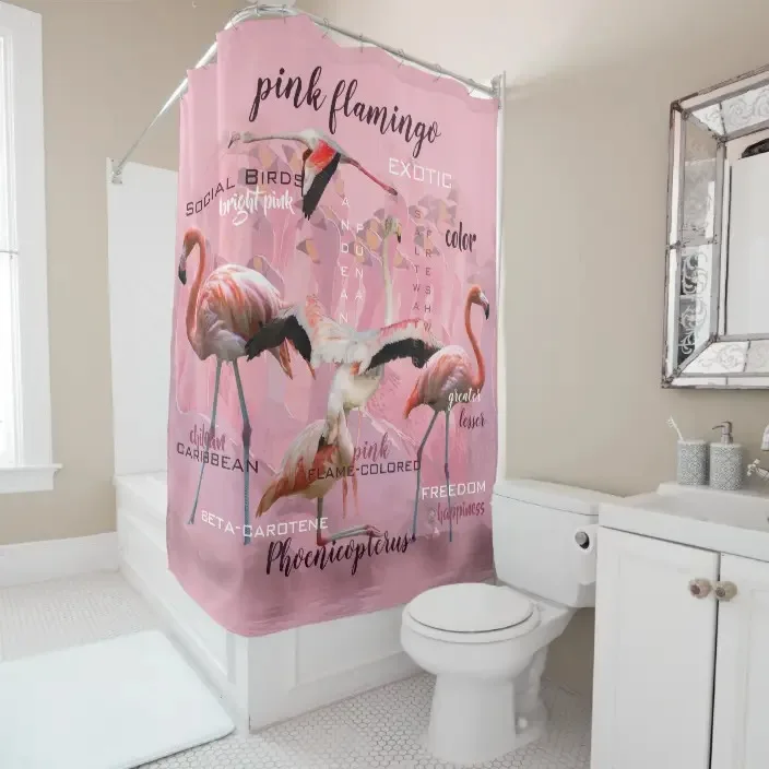 Florida pink flamingo art deco shower curtain bathroom curtain with hook bathroom curtain l220cm flamingo shower curtain