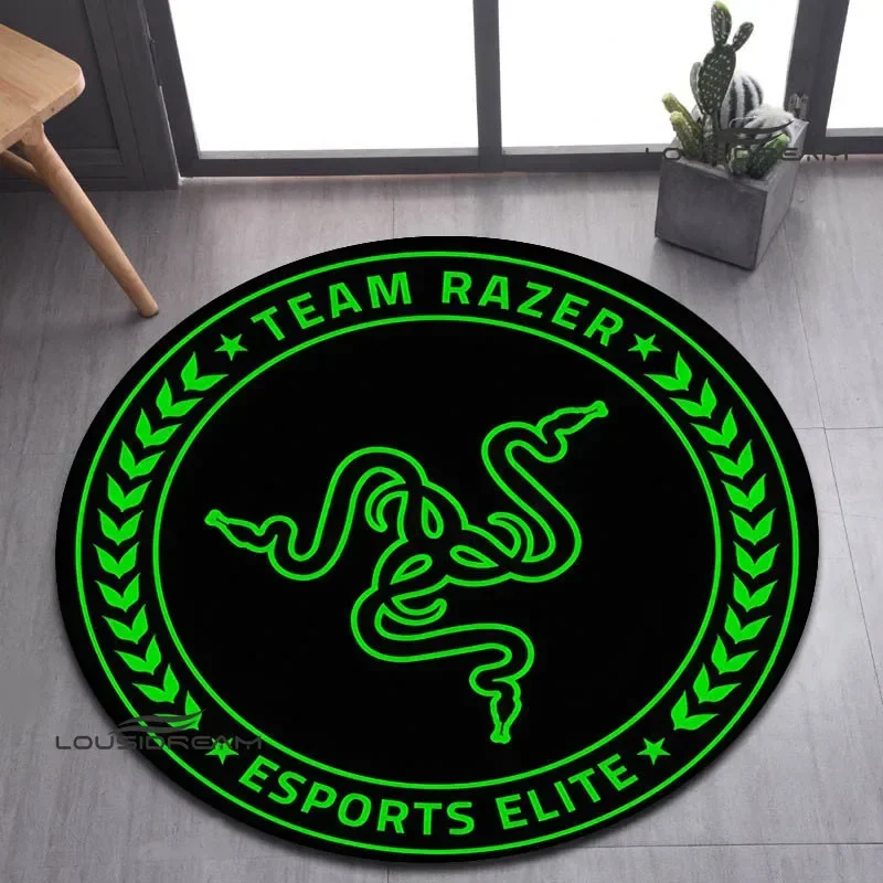 3D game razer logo retro printing round carpet living room bedroom beautiful carpet non -slip door pad floor mats birthday gift